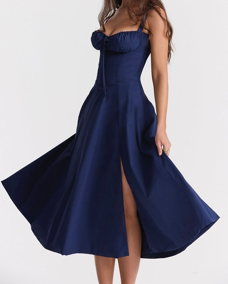 Carmen French Navy Bustier Sundress