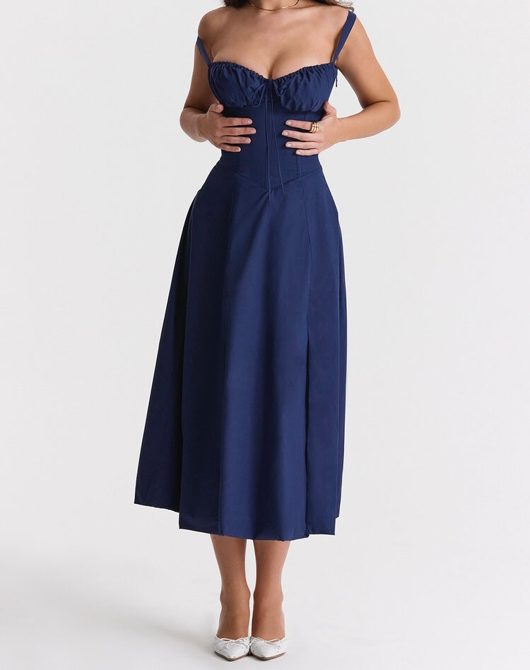 Carmen French Navy Bustier Sundress