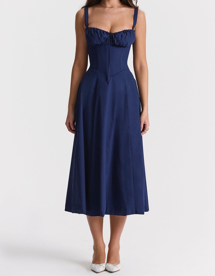 Carmen French Navy Bustier Sundress