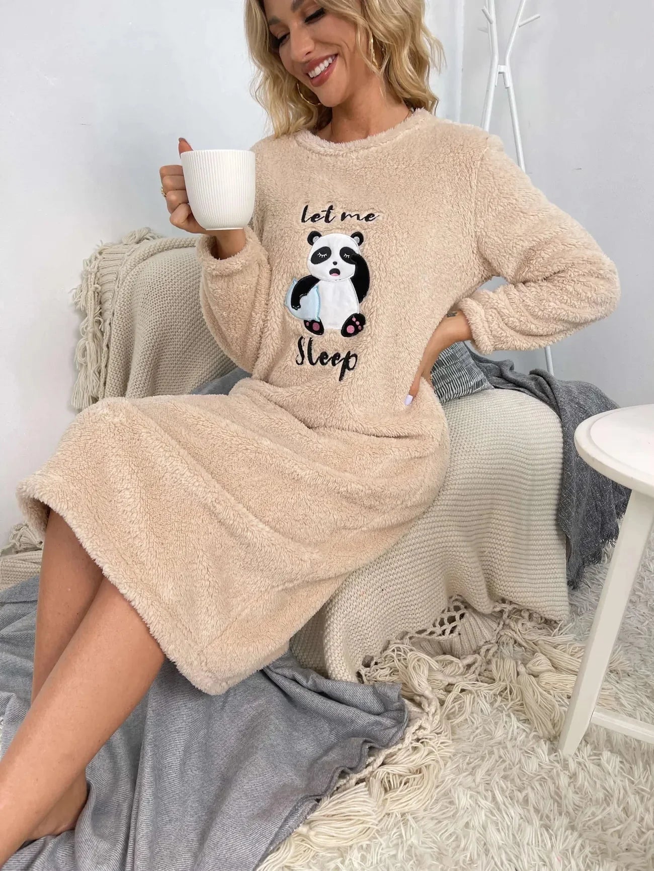 Cartoon Panda Pattern Long Pajama Dress