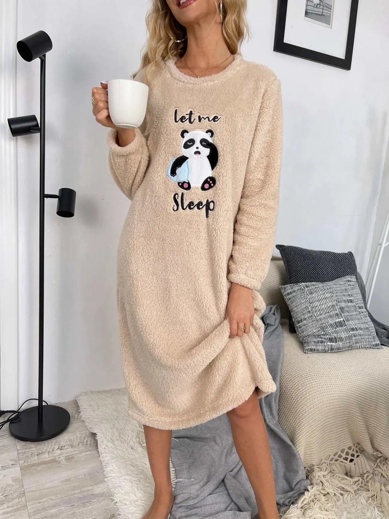 Cartoon Panda Pattern Long Pajama Dress