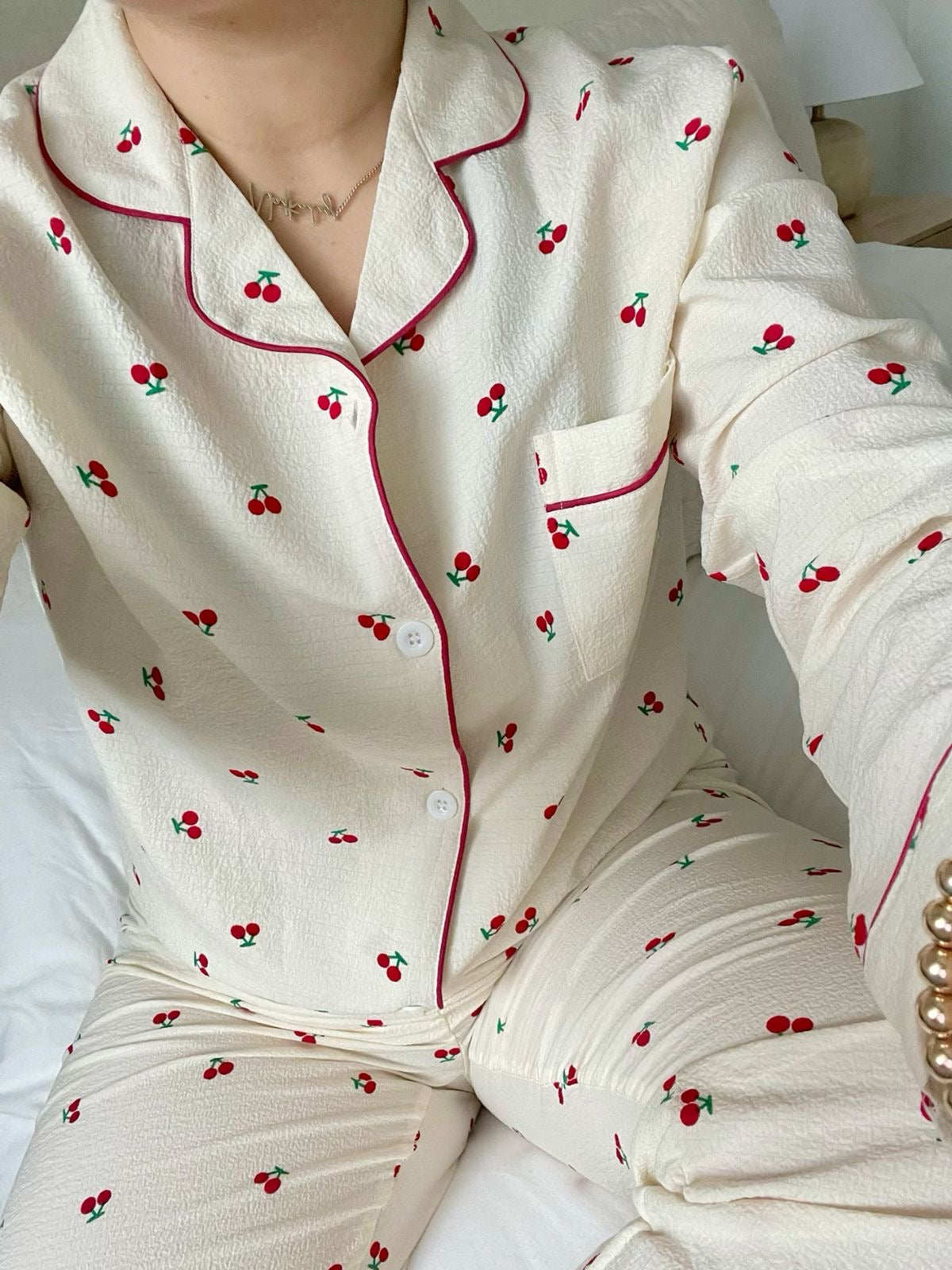 Cherry Print Pajamas Set