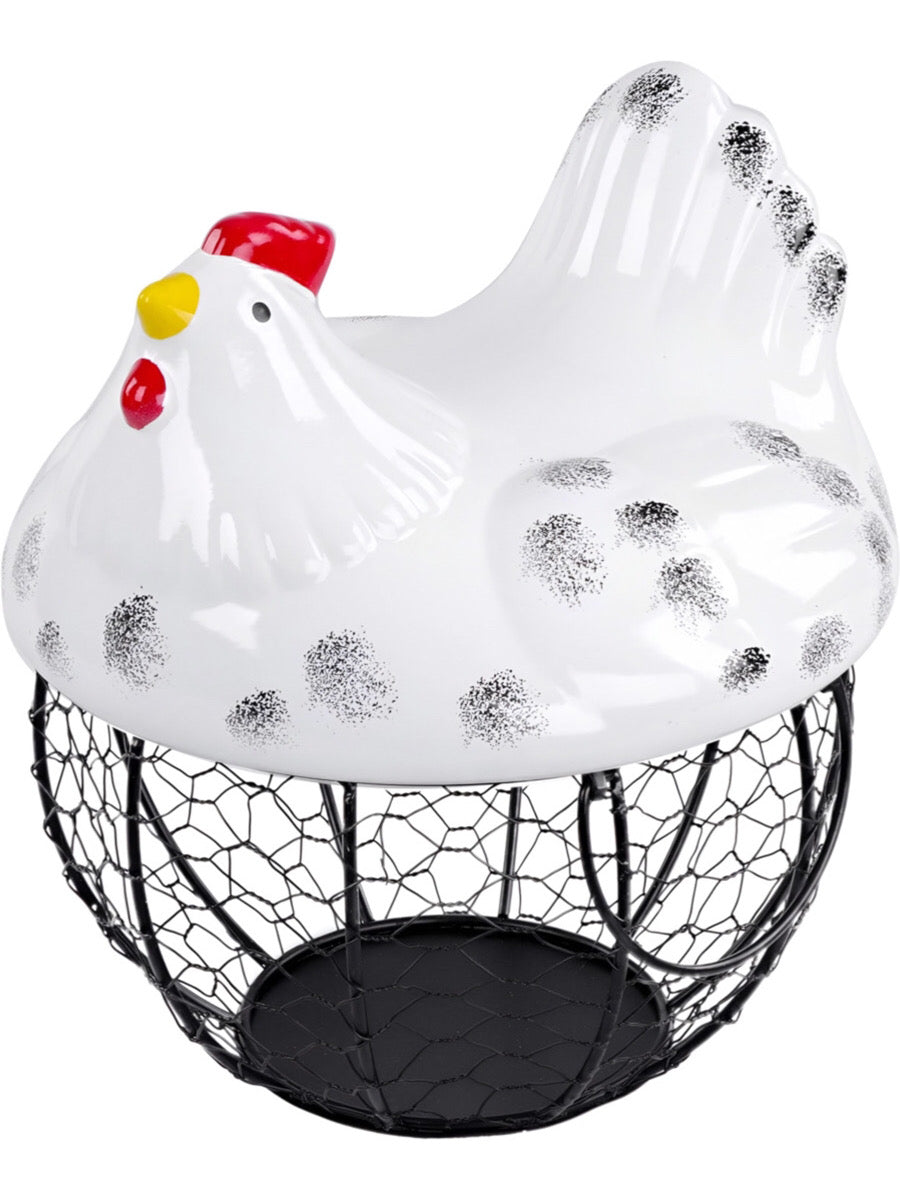 Chicken Ceramic Lid Egg Basket