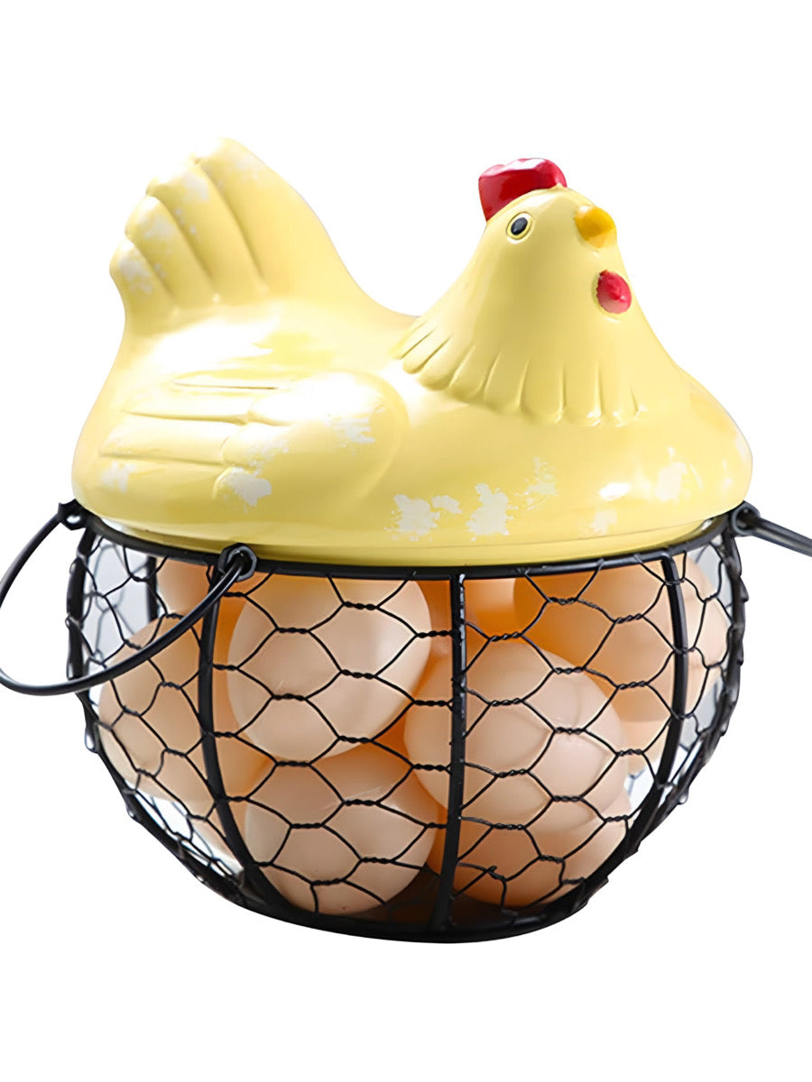 Chicken Ceramic Lid Egg Basket