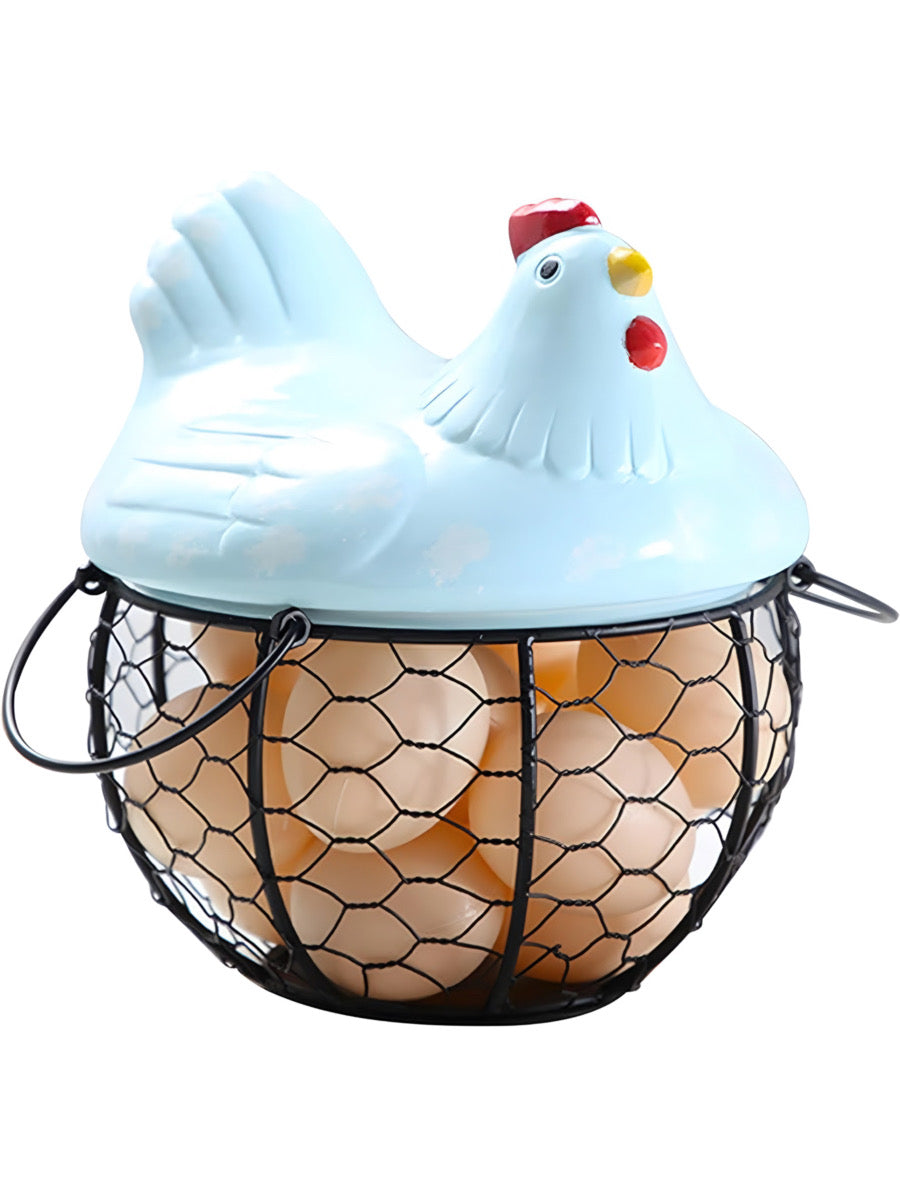 Chicken Ceramic Lid Egg Basket