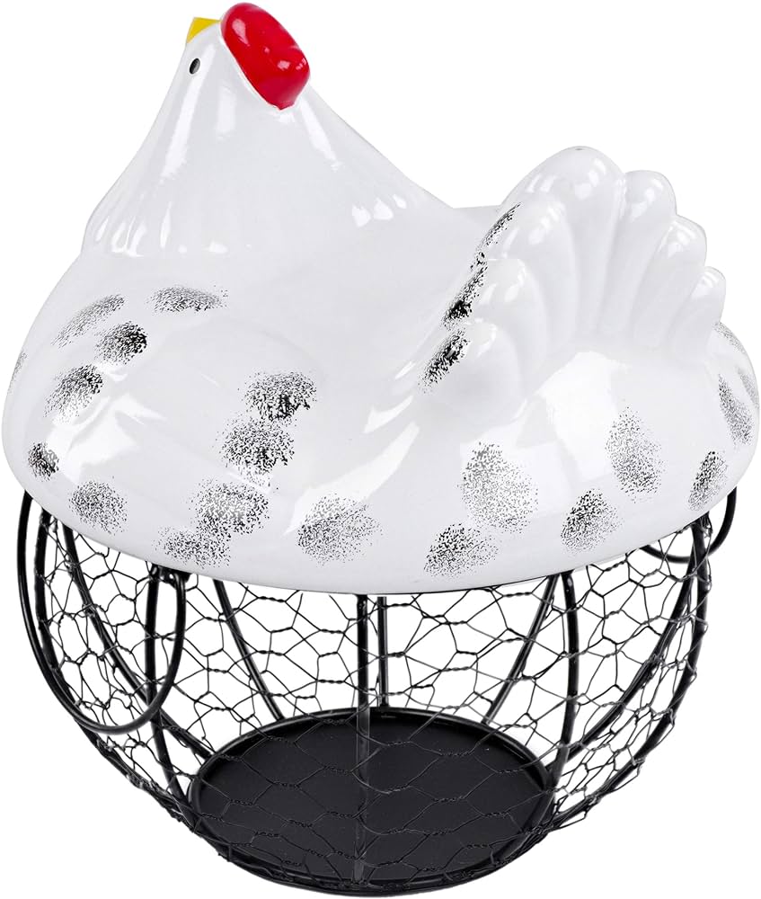 Chicken Ceramic Lid Egg Basket