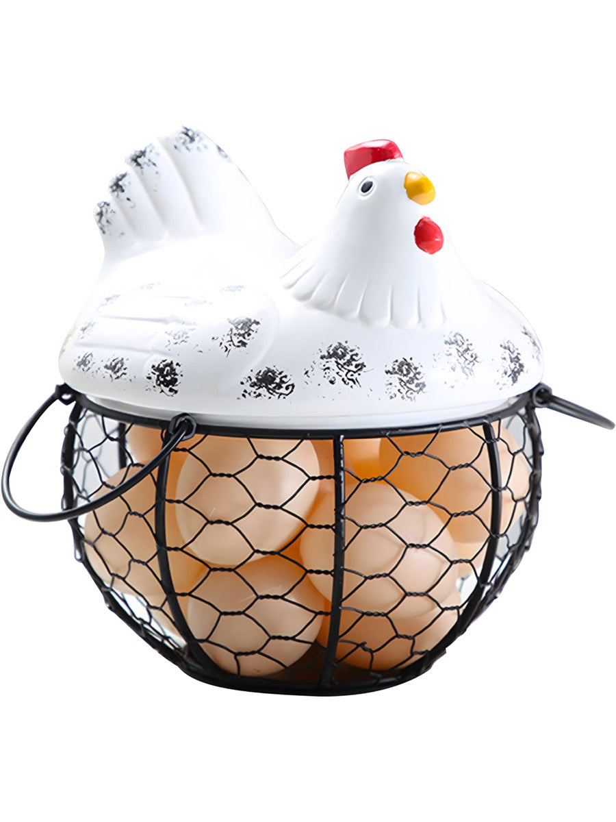 Chicken Ceramic Lid Egg Basket