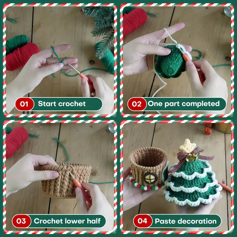 Christmas Tree House Crochet Pattern DIY Kit with Tutorials