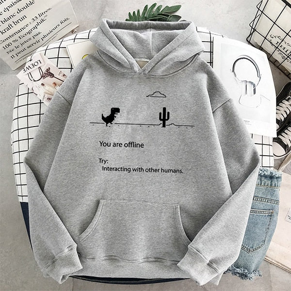 Chrome Dinosaur You Are Offline Hoodie