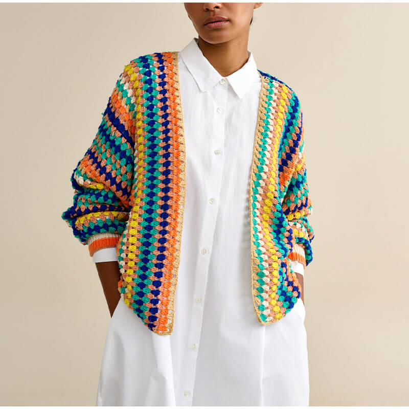 Colorful Striped Knitted Cardigan