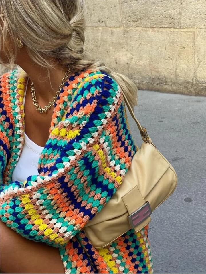 Colorful Striped Knitted Cardigan