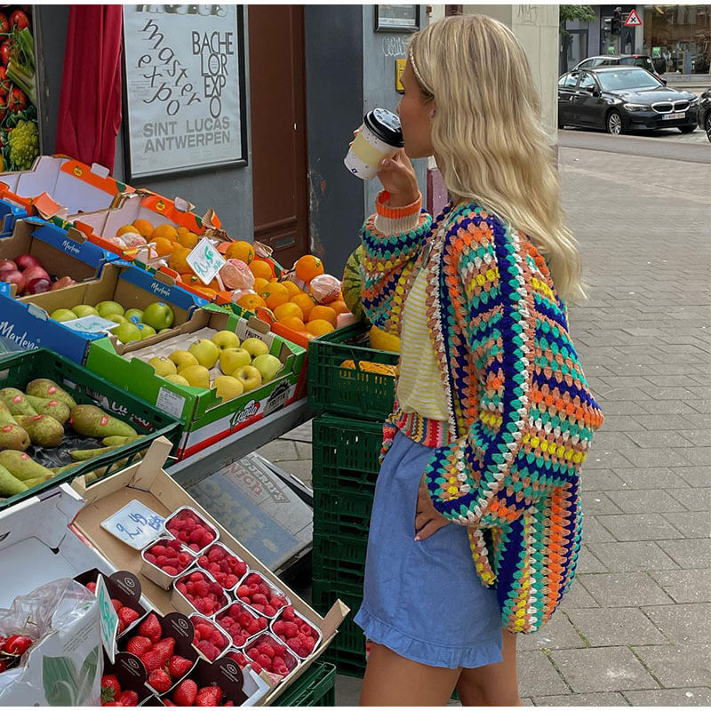 Colorful Striped Knitted Cardigan