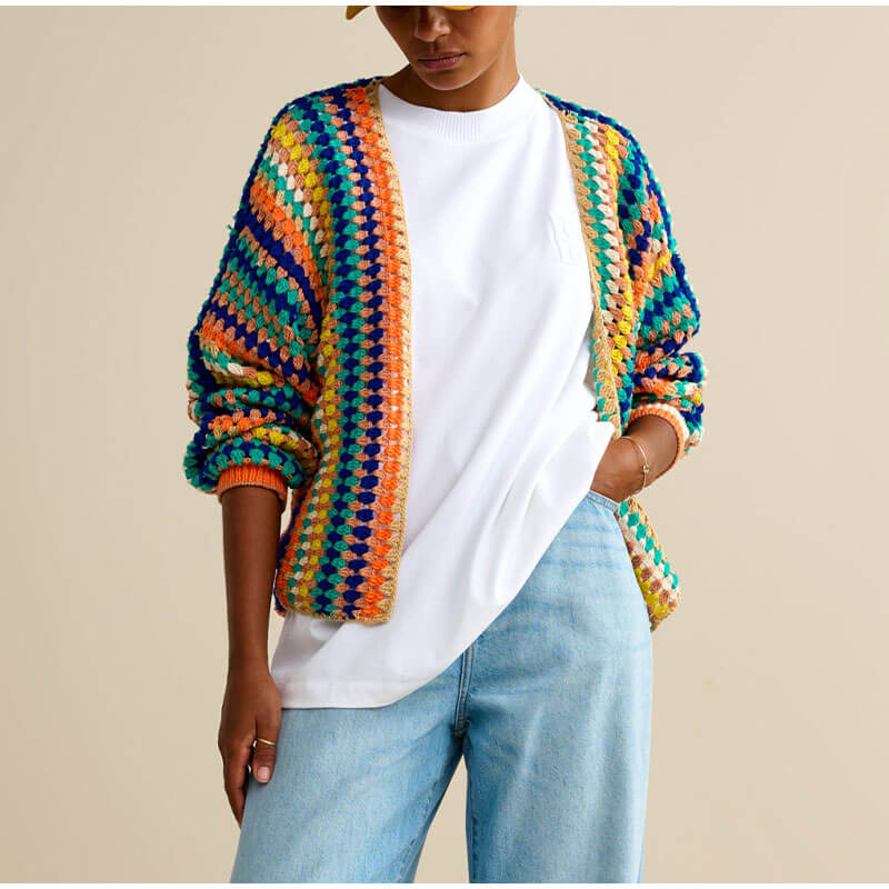 Colorful Striped Knitted Cardigan