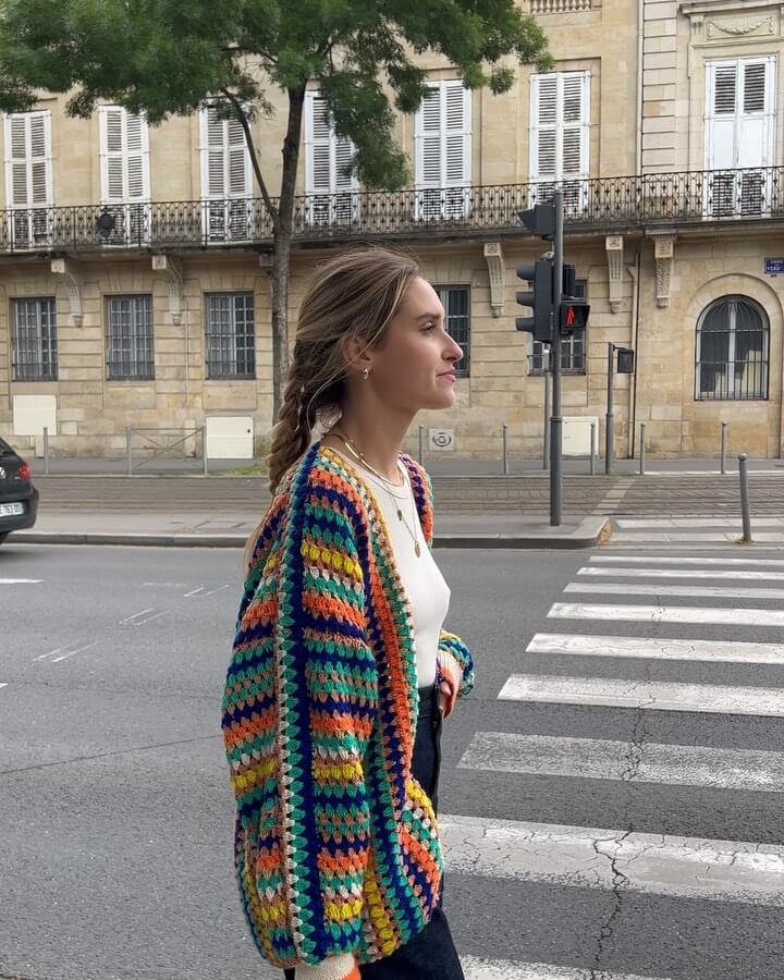 Colorful Striped Knitted Cardigan