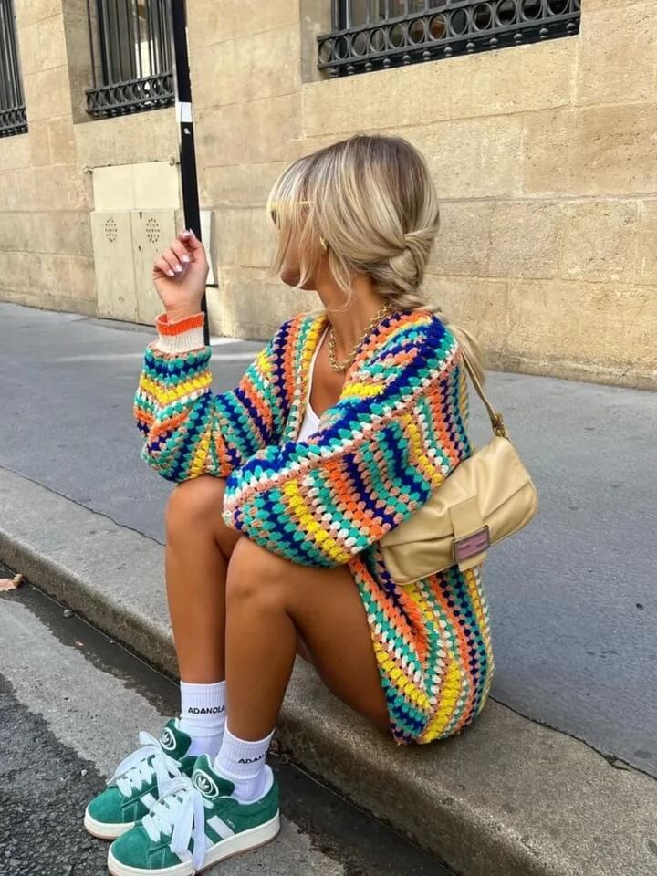 Colorful Striped Knitted Cardigan