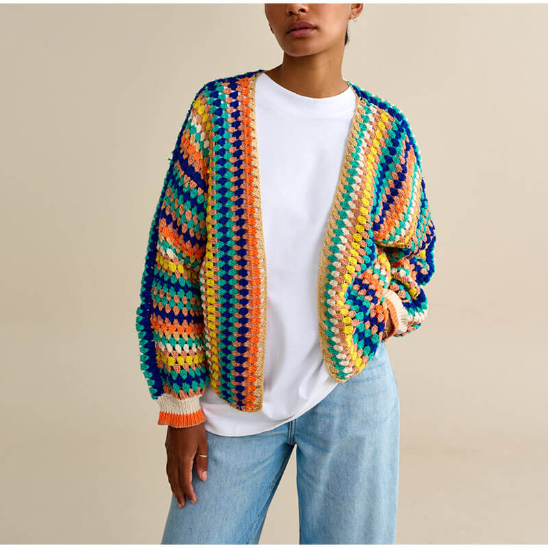 Colorful Striped Knitted Cardigan