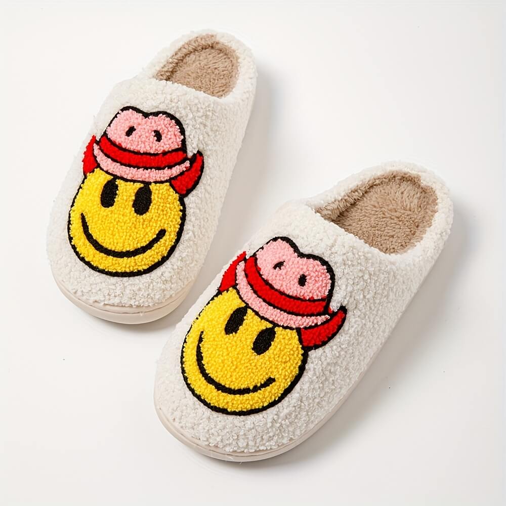 Cowboy Smiley Face Slippers