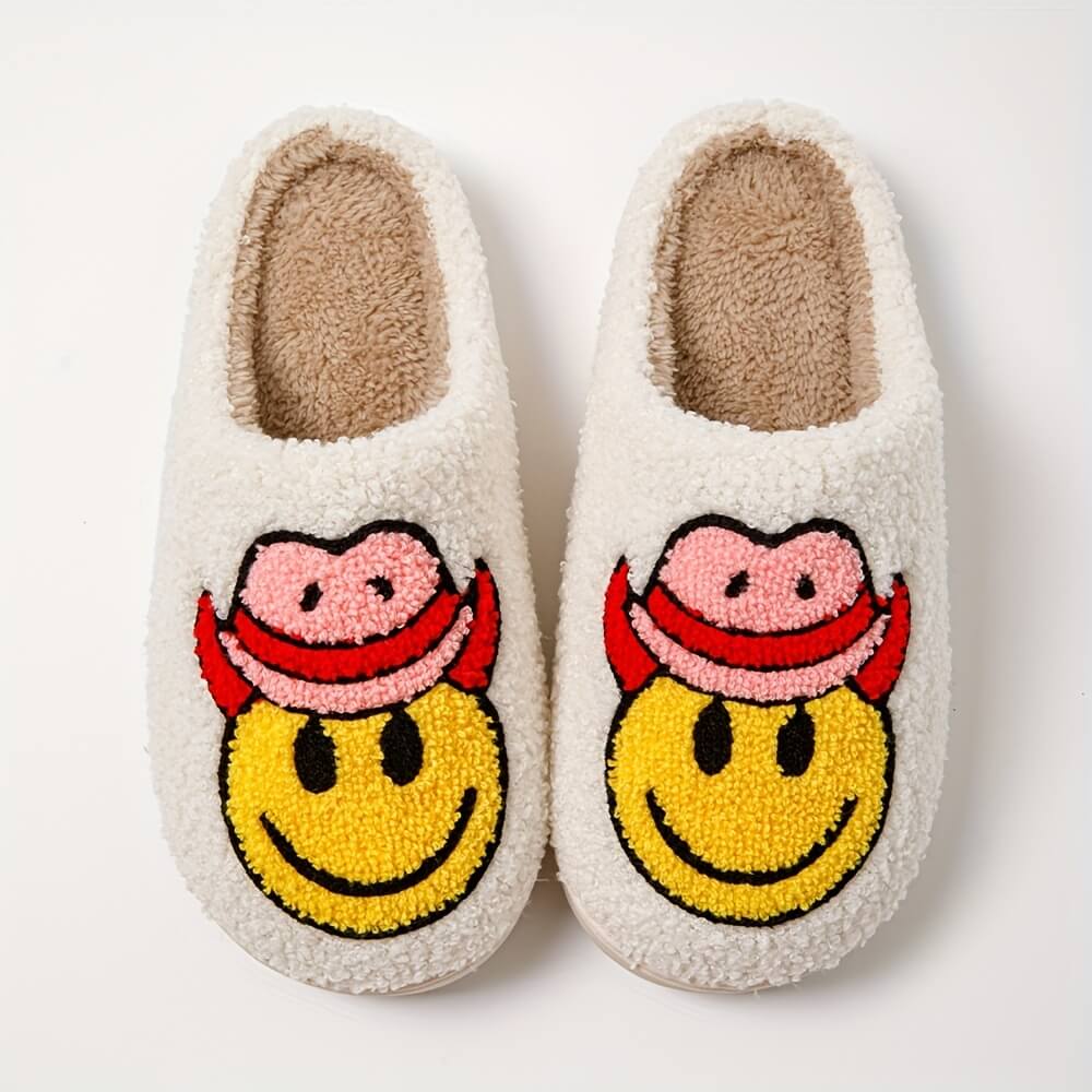 Cowboy Smiley Face Slippers