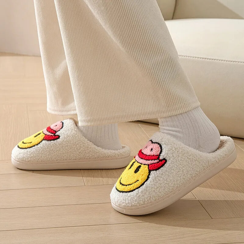 Cowboy Smiley Face Slippers