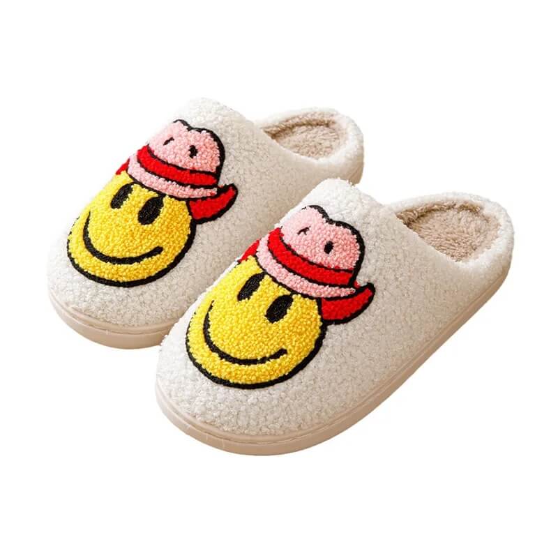 Cowboy Smiley Face Slippers