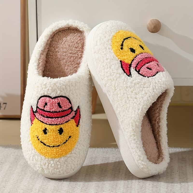 Cowboy Smiley Face Slippers