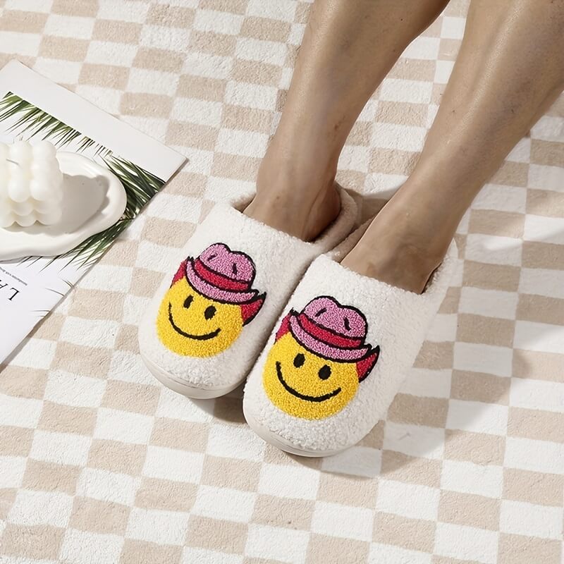 Cowboy Smiley Face Slippers