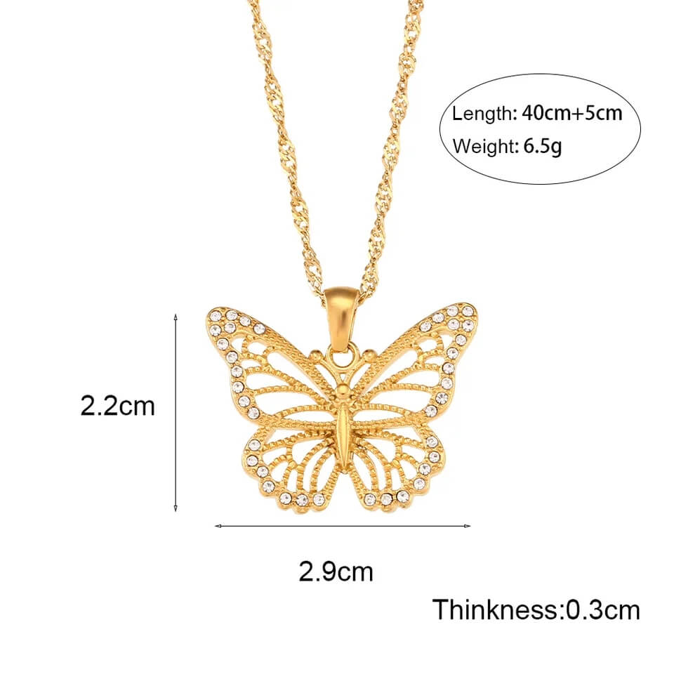 Dainty Butterfly Gold Zircon Necklace