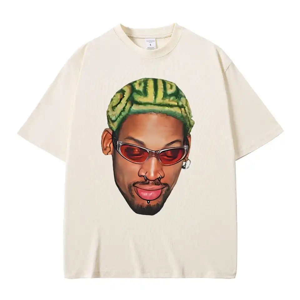 Dennis Rodman Zigzag Hair Print T-Shirt