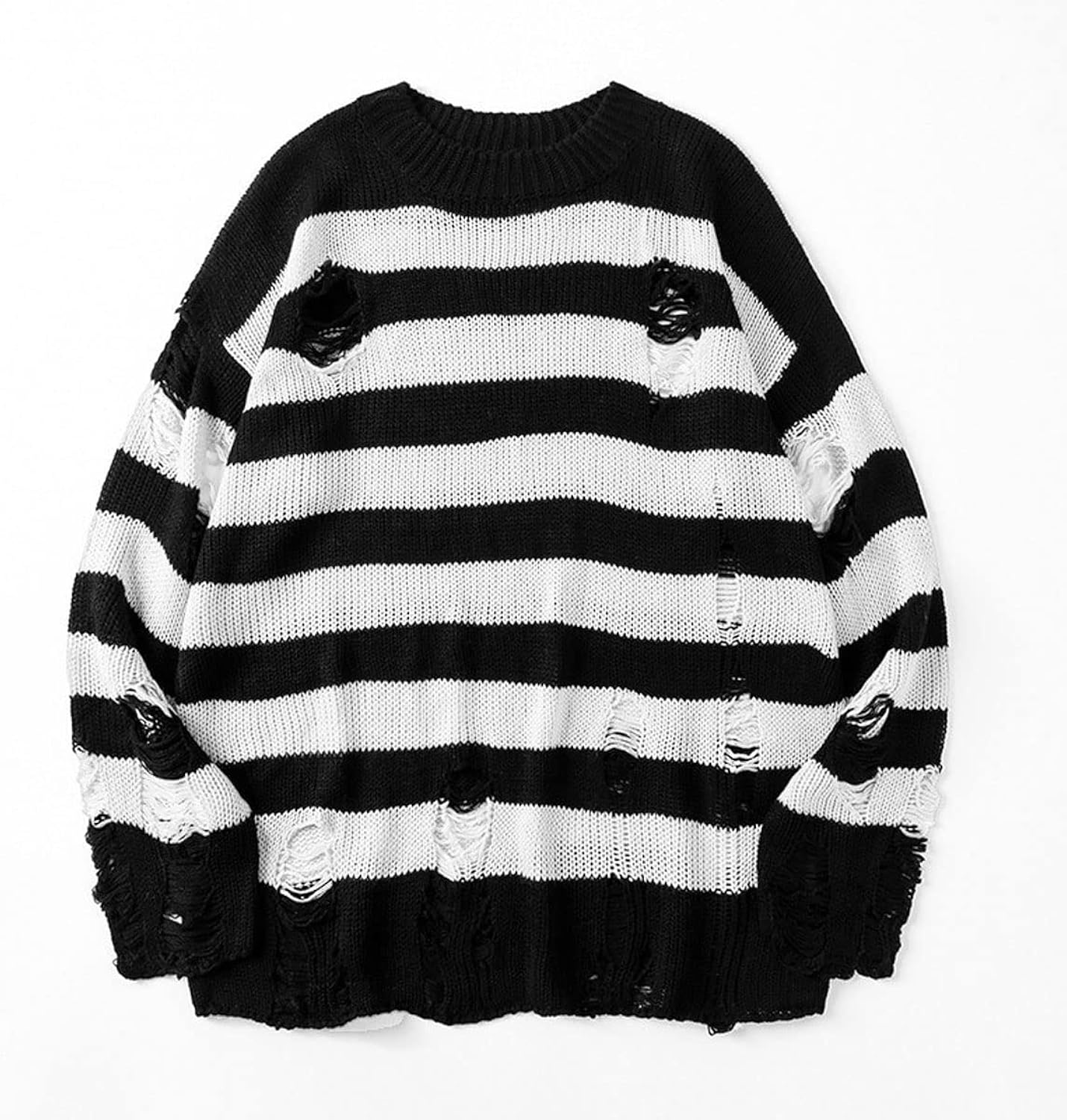 Distressed Striped Grunge Knit Sweater