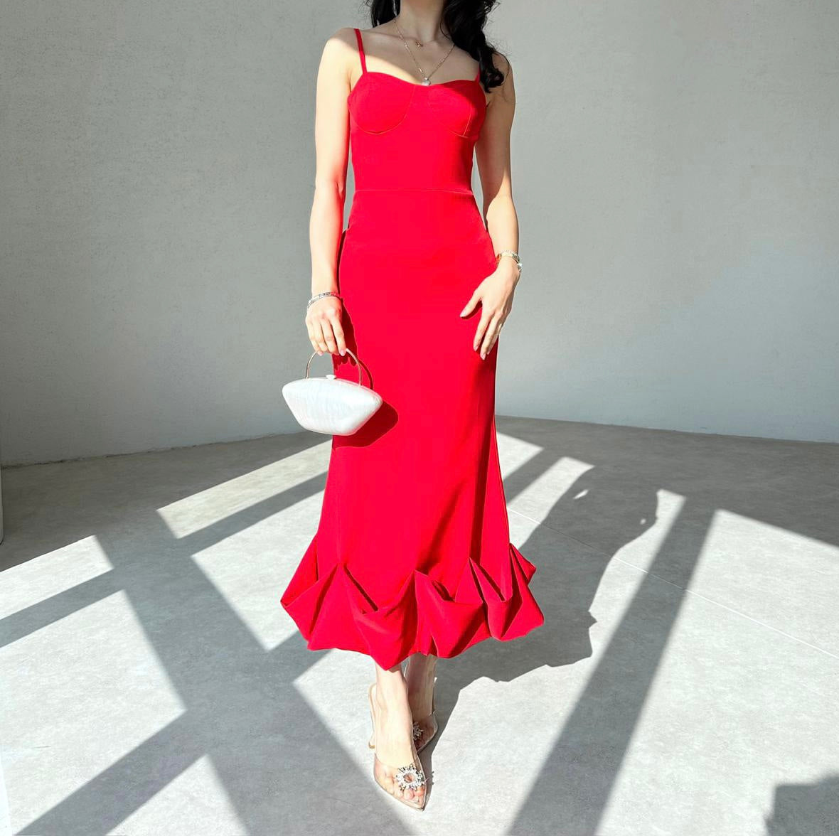 Dominic Shirred Midi Length Dress