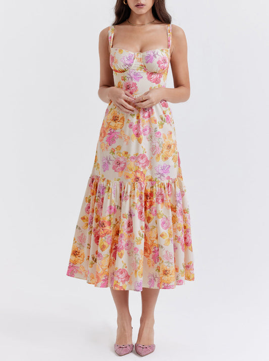 Elia Ivory Floral Midi Dress