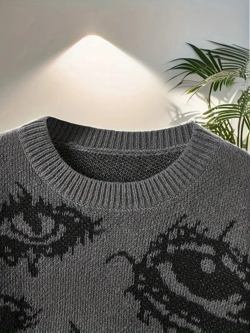 Eyes Pattern Oversize Knit Sweater