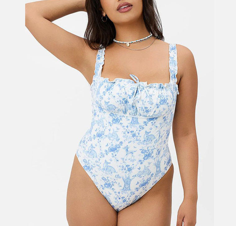 Fawn Floral Ruffle One-Piece Swimsuit