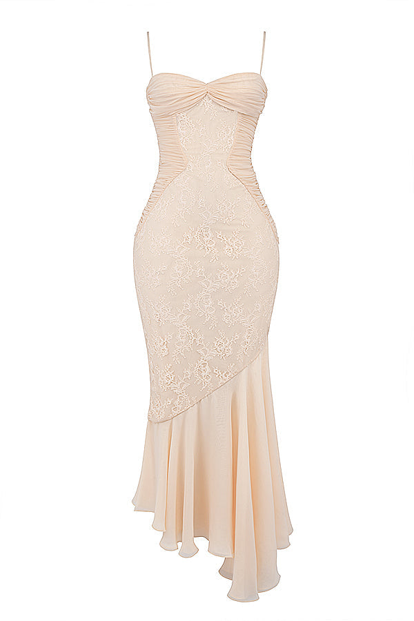 Felicia Vanilla Chiffon & Lace Gown