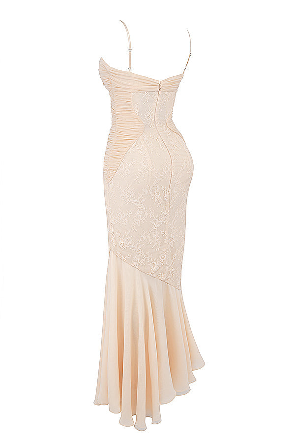 Felicia Vanilla Chiffon & Lace Gown