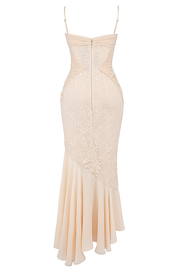 Felicia Vanilla Chiffon & Lace Gown