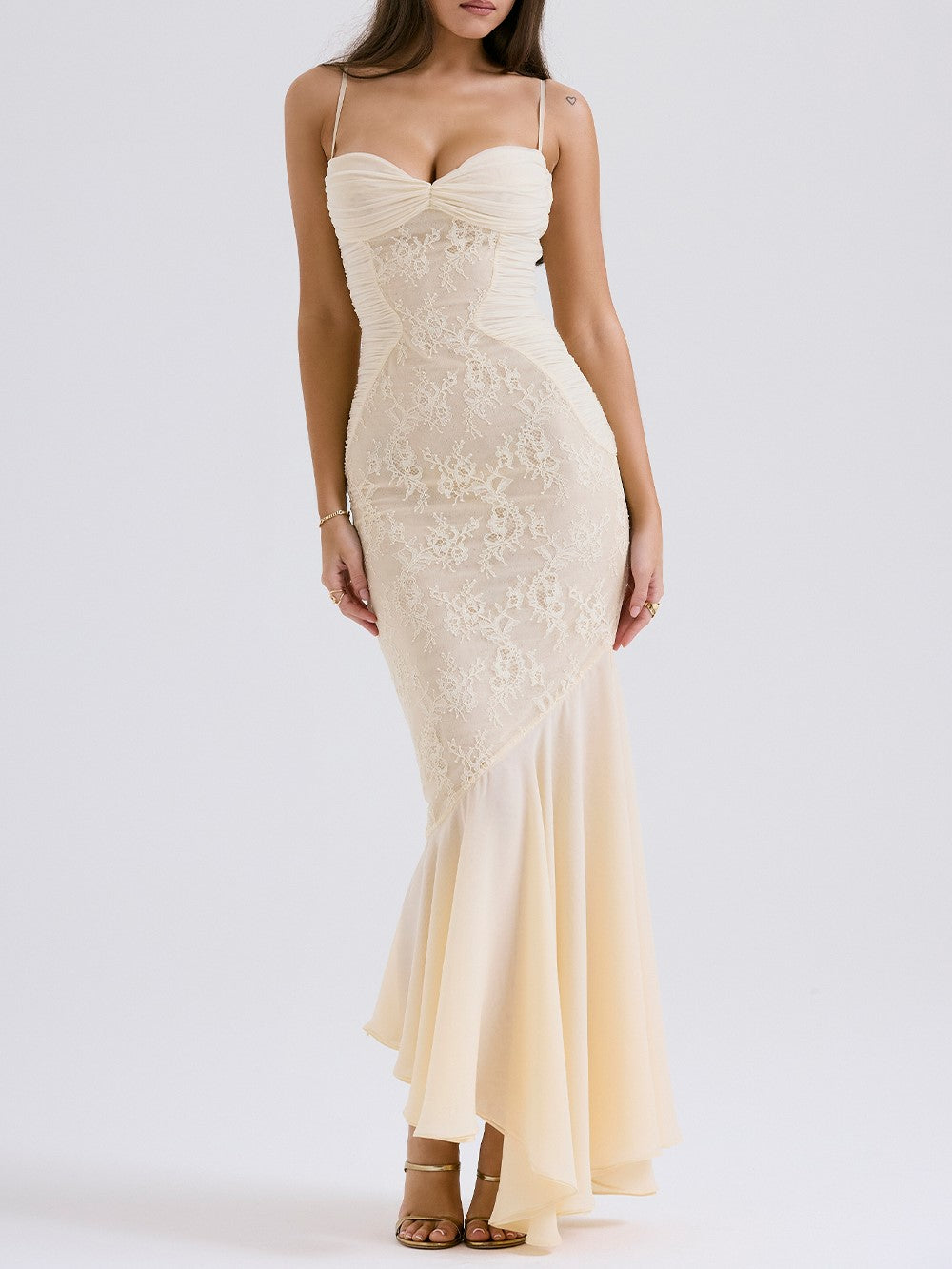 Felicia Vanilla Chiffon & Lace Gown