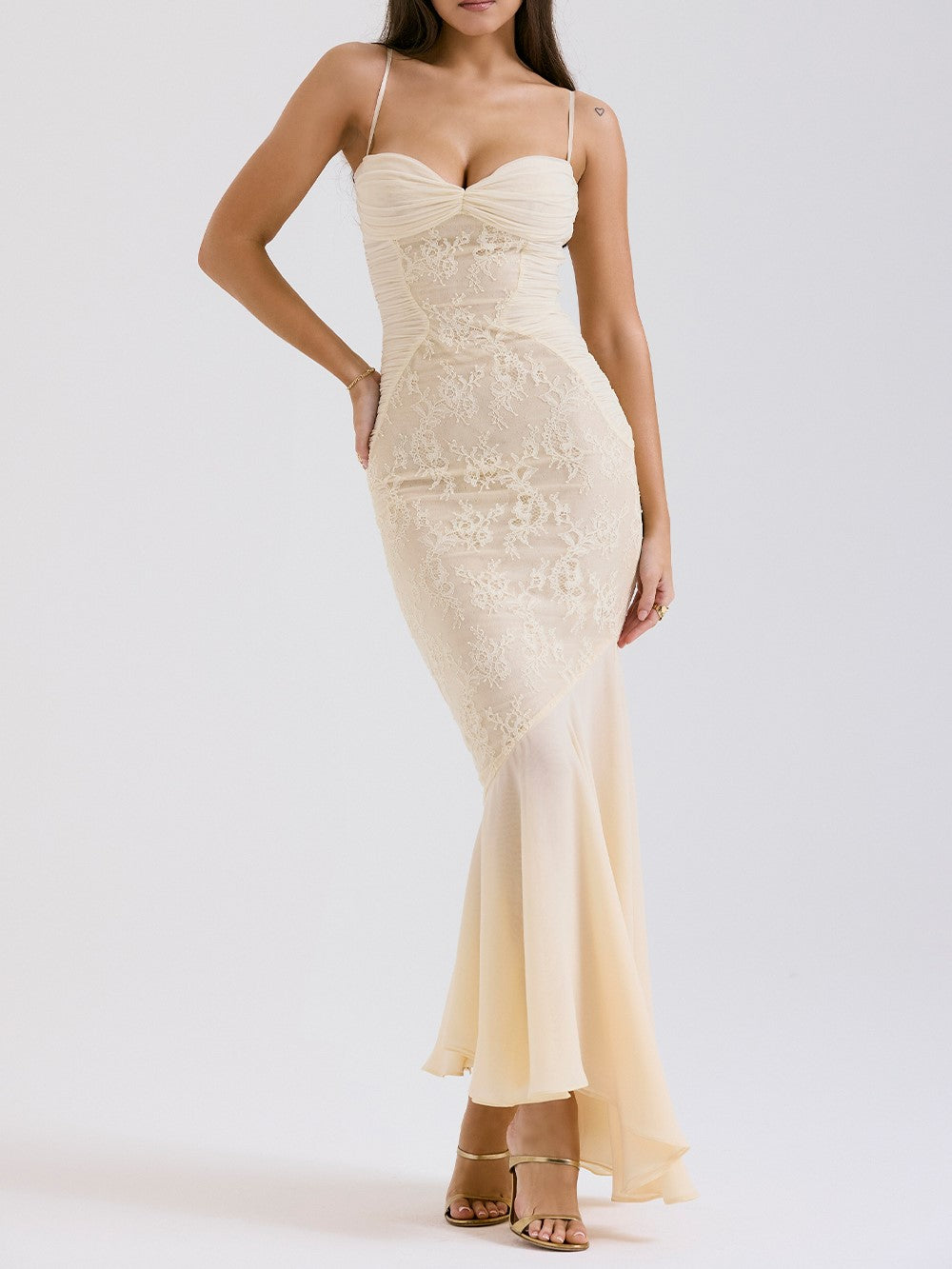 Felicia Vanilla Chiffon & Lace Gown