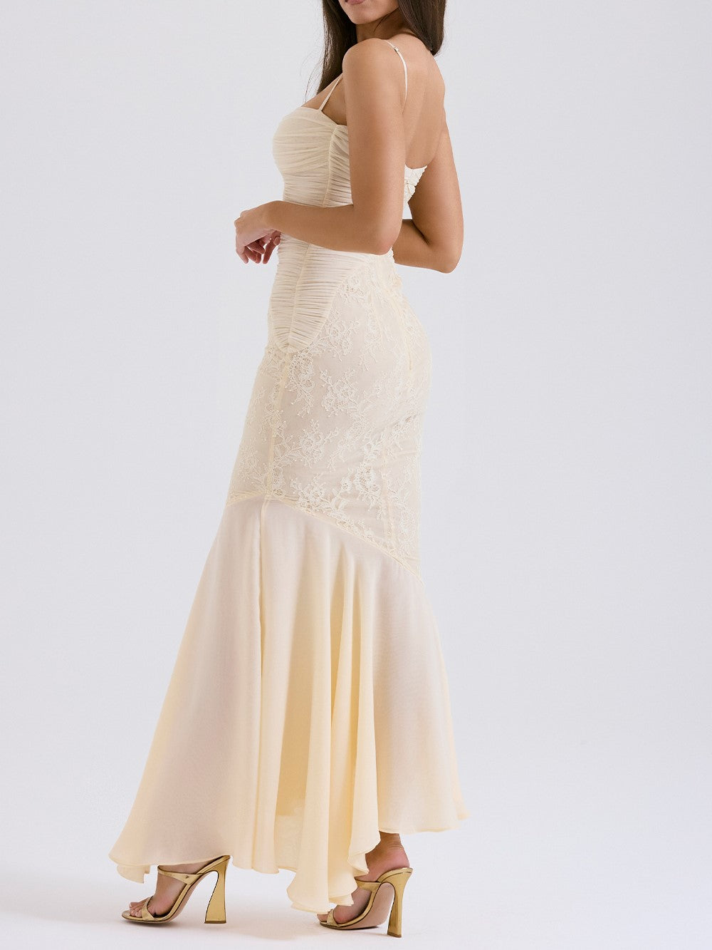 Felicia Vanilla Chiffon & Lace Gown