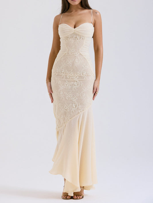 Felicia Vanilla Chiffon & Lace Gown