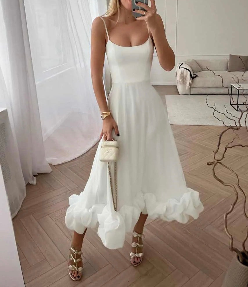 Flounce Bustier Midi Dress