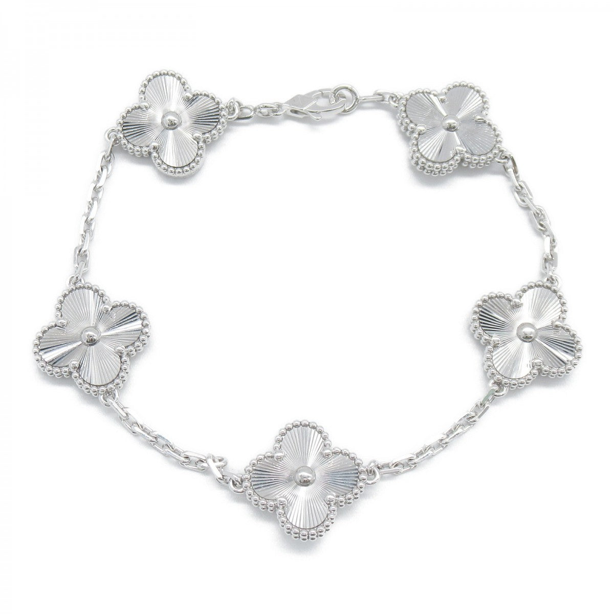 Full Silver 5 Motif Clover Bracelet