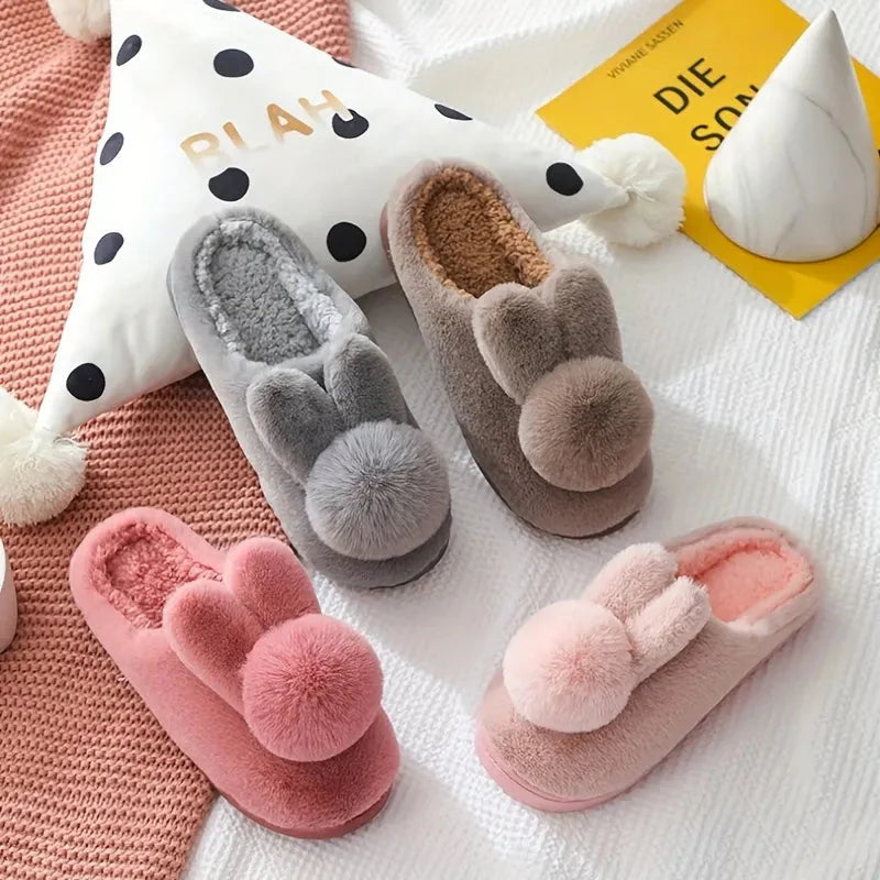 Furry Rabbit Ears Slippers