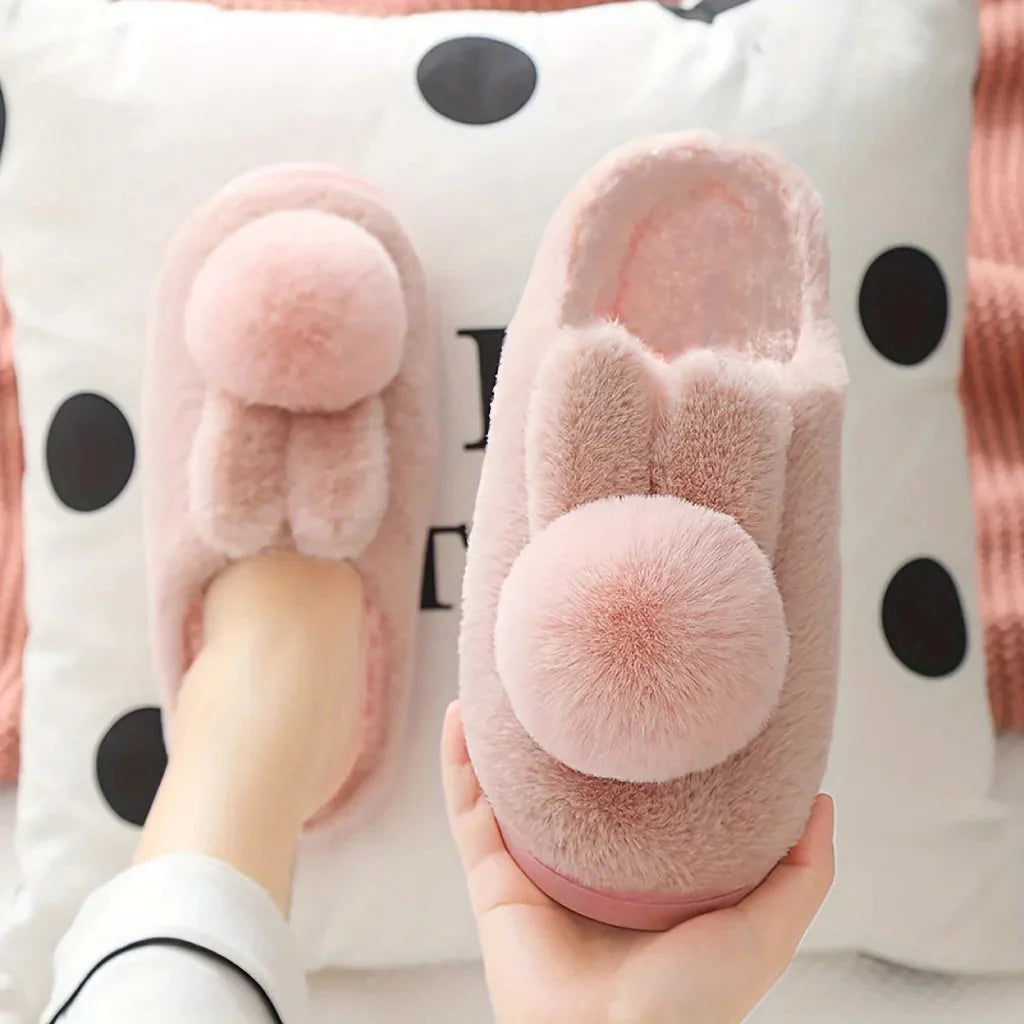 Furry Rabbit Ears Slippers