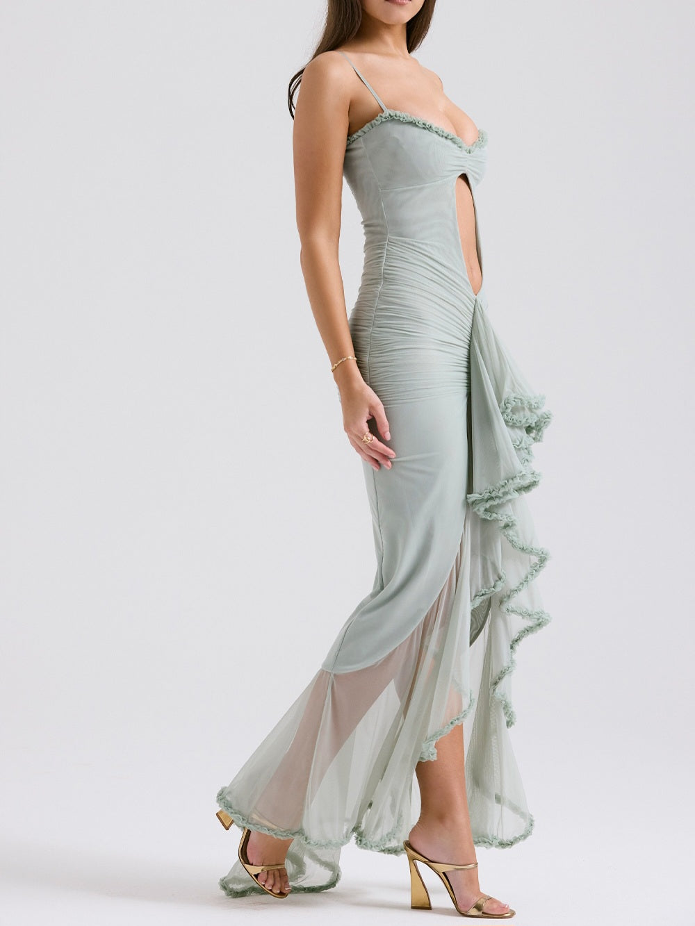 Gabriella Ruffled Front Gown