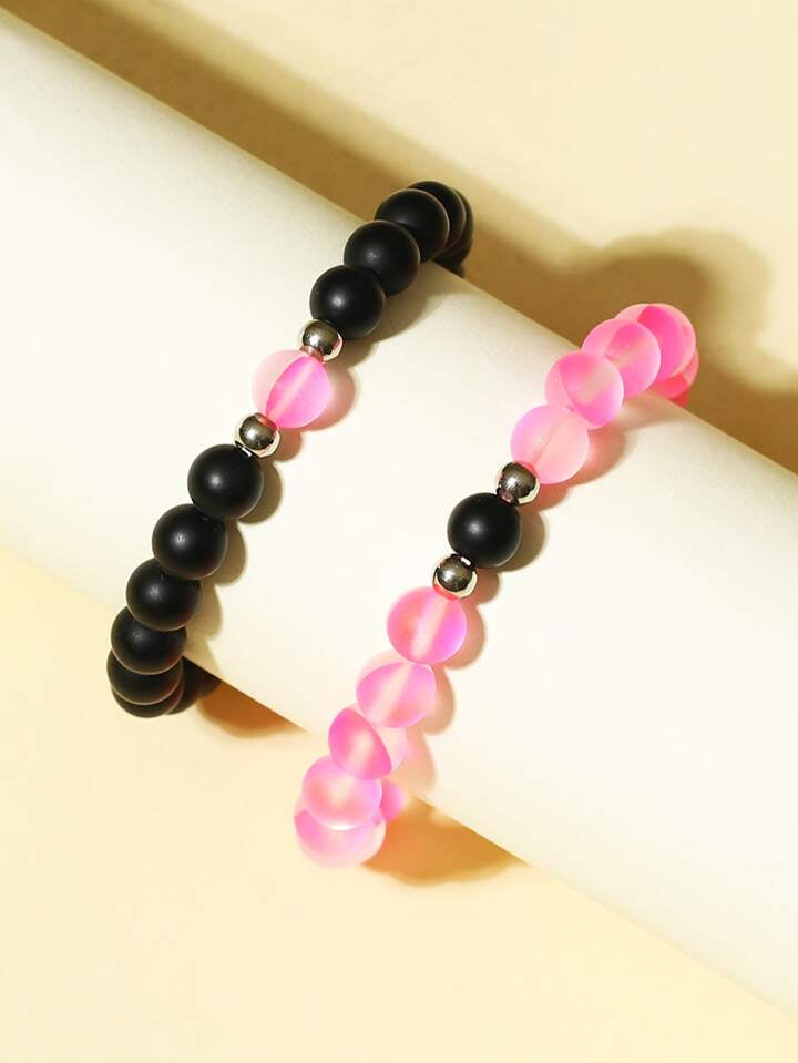 Glow Heart Magnetic Beaded Couples Bracelets