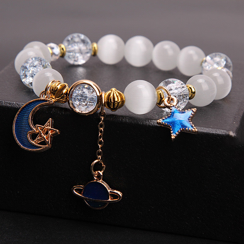 Gold Link Celestial Body Pearl Bracelet