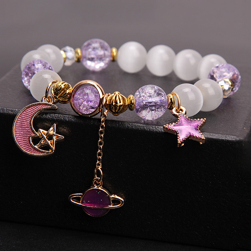 Gold Link Celestial Body Pearl Bracelet