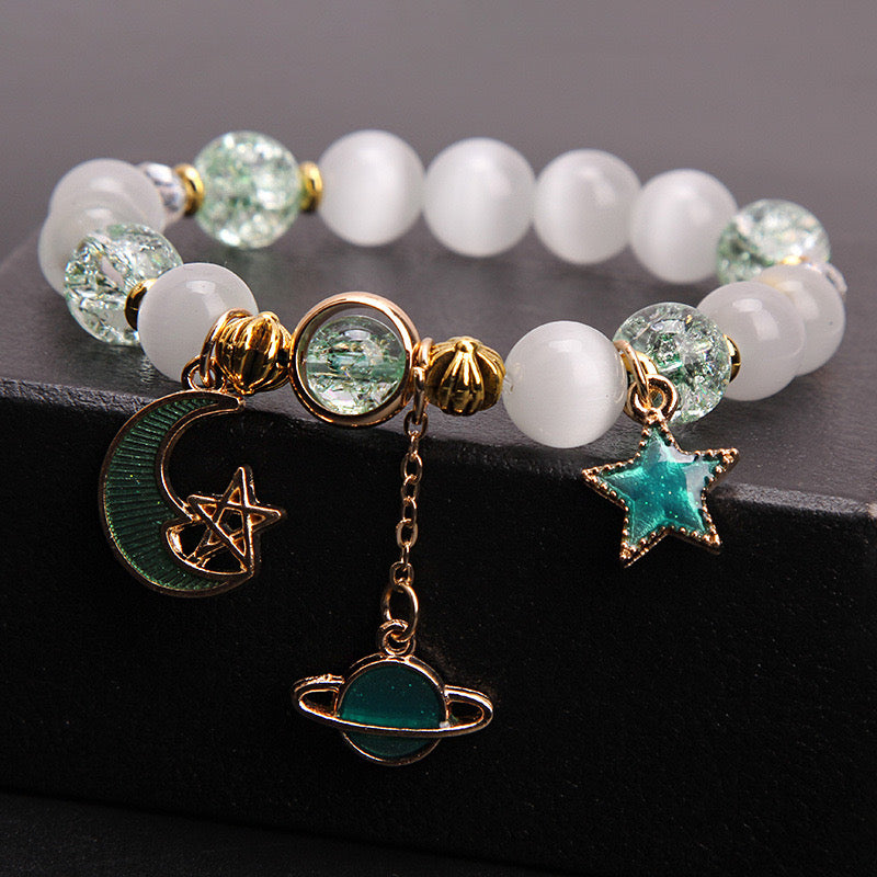 Gold Link Celestial Body Pearl Bracelet