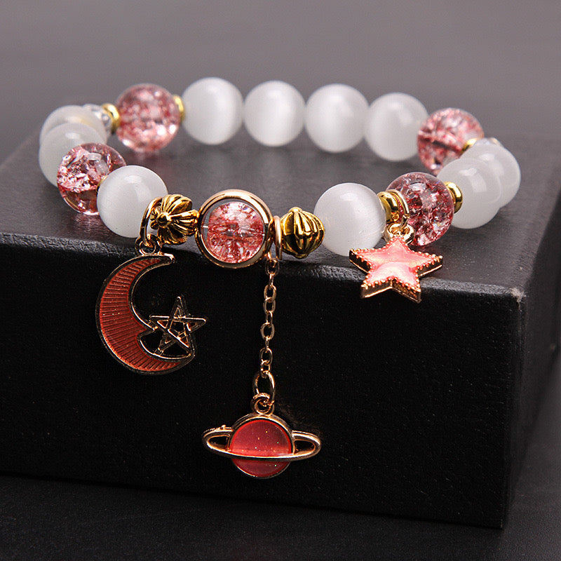 Gold Link Celestial Body Pearl Bracelet